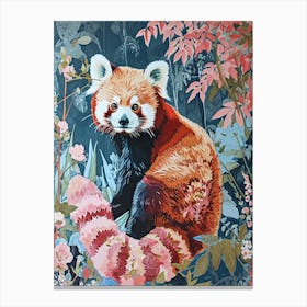 Floral Animal Painting Red Panda 2 Canvas Print