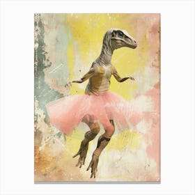 Dinosaur Dancing In A Tutu Pastels 2 Canvas Print
