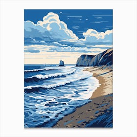 A Screen Print Of Durdle Door Beach Dorset 2 Canvas Print