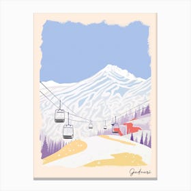 Poster Of Gudauri   Georgia, Ski Resort Pastel Colours Illustration 0 Canvas Print