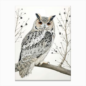 Burmese Fish Owl Drawing 4 Canvas Print