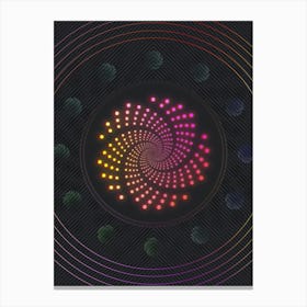 Neon Geometric Glyph in Pink and Yellow Circle Array on Black n.0451 Canvas Print