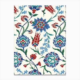 Turkish Floral Pattern - Iznik Turkish pattern, floral decor Canvas Print