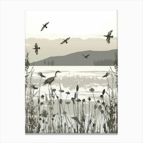 Birds And Flowers Canvas Print