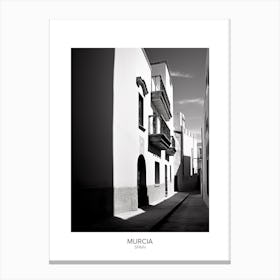 Poster Of Murcia, Spain, Black And White Analogue Photography 1 Canvas Print