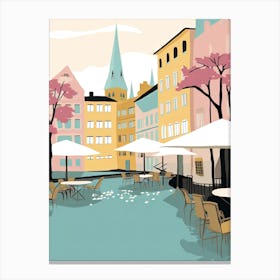 Malmo, Sweden, Flat Pastels Tones Illustration 4 Canvas Print