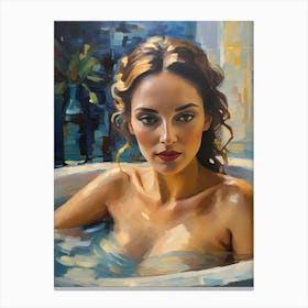 Woman In A Bath Canvas Print