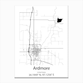 Ardmore,United States Minimalist Map Canvas Print