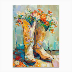 Cowboy Boots And Wildflowers Honeysuckle Canvas Print