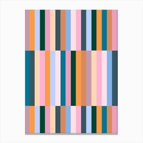 Geometric Stripes in Multi Pink and Blue Canvas Print