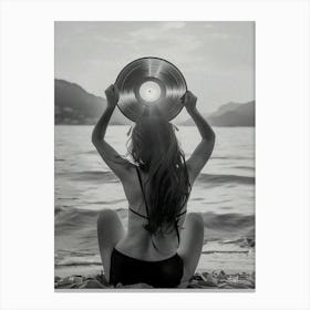 Women Vinyl Music Beach Canvas Print