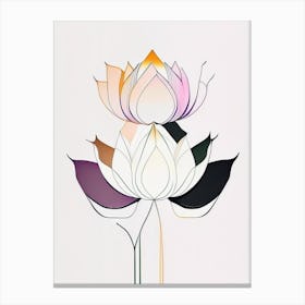 Double Lotus Abstract Line Drawing 1 Canvas Print