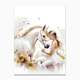 Girl And Her Horse Canvas Print