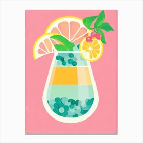 Blueberry Daiquiri Retro Pink Cocktail Poster Canvas Print