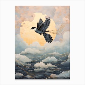 Magpie 1 Gold Detail Painting Canvas Print