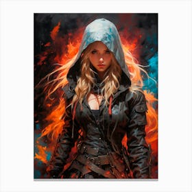 Girl In Flames Canvas Print