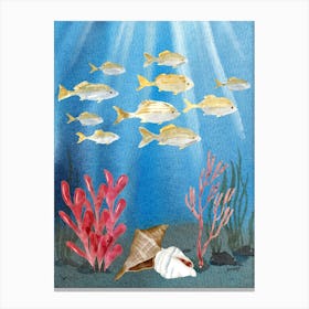 ocean and water life watercolor Canvas Print