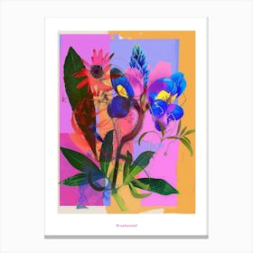 Bluebonnet 1 Neon Flower Collage Poster Canvas Print
