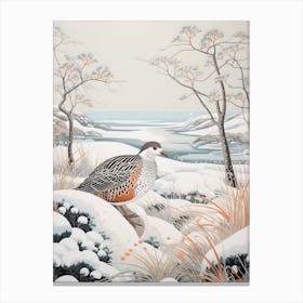 Winter Bird Painting Partridge 3 Canvas Print