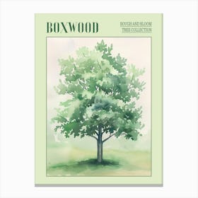 Boxwood Tree Atmospheric Watercolour Painting 4 Poster Canvas Print