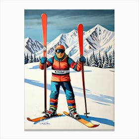 Skier Holding Skis Canvas Print