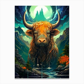Bull In The Moonlight Canvas Print
