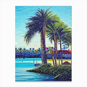 Palm Bay, City Us  Pointillism Canvas Print