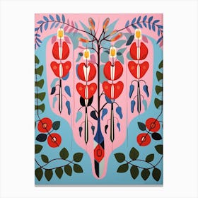 Flower Motif Painting Bleeding Heart Dicentra 2 Canvas Print
