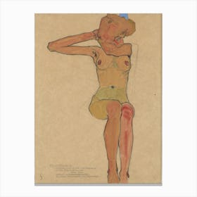 Girl Nude (Gertrude) (1910), Egon Schiele Canvas Print