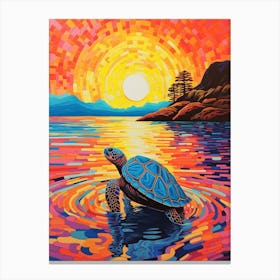Sea Turtle Geometric Brushstrokes 1 Canvas Print