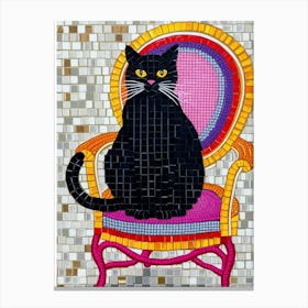 Black Cat In Chair Canvas Print