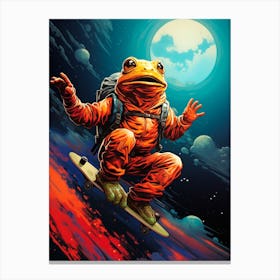 Frog Skateboarding Canvas Print