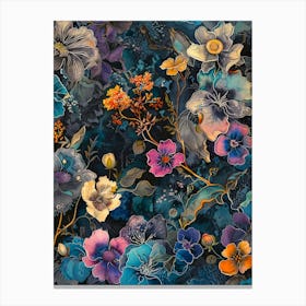 Flowers In Blue And Purple Canvas Print
