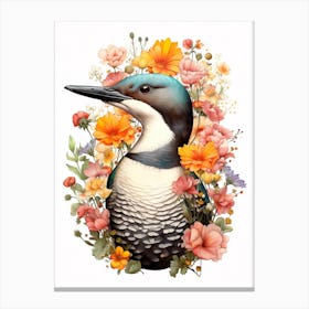 Bird With A Flower Crown Common Loon 2 Canvas Print