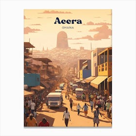 Accra Ghana Vibrant Africa Busy Street Travel Illustration Canvas Print