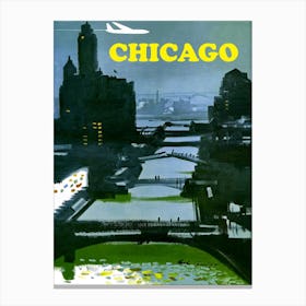 Chicago, Vintage Airline Poster Canvas Print