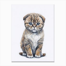 Cute Scottish Fold Cat Painting (3) Canvas Print