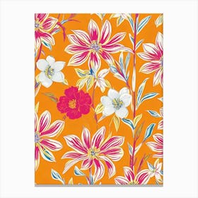 Tiger Lily Floral Print Warm Tones 1 Flower Canvas Print