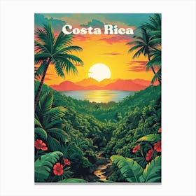 Costa Rica Sunset Digital Travel Art Canvas Print