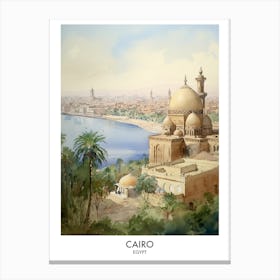 Cairo 4 Watercolour Travel Poster Canvas Print