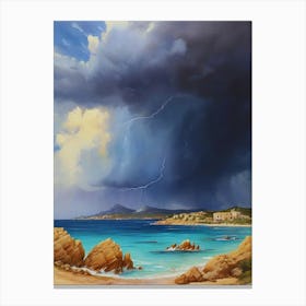 Lightning Over The Beach.10 1 Canvas Print