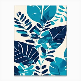 Blue Leaves On A White Background Canvas Print