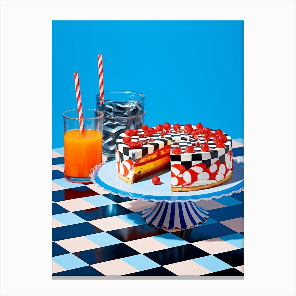 Checkerboard Cake Canvas Print by PopArt Pals