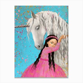 Unicorn And Princess 1 Canvas Print