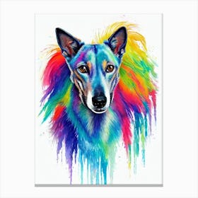 Greyhound Rainbow Oil Painting dog Canvas Print