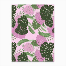 Pink Monstera 1 Canvas Print