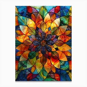 Colorful Stained Glass Flowers 24 Canvas Print