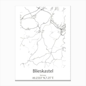 Blieskastel,Germany Minimalist Map Canvas Print