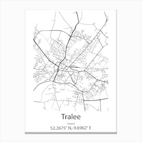 Tralee,Ireland Minimalist Map Canvas Print