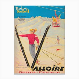 Valloire France Vintage Ski Poster Canvas Print